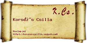 Korsós Csilla névjegykártya