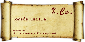 Korsós Csilla névjegykártya